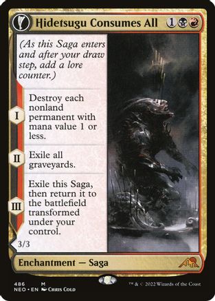 Hidetsugu Consumes All // Vessel of the All-Consuming (NEO-486) - mythic: (Extended Art, fandfc, enchantment) - Foil