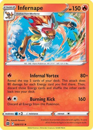 Infernape (026/172) - SBS  - Holo Rare - Reverse Holofoil