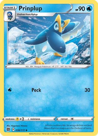 Prinplup (036/172) - SBS  - Uncommon - Reverse Holofoil