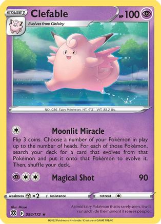 Clefable (054/172) - SBS  - Rare - Reverse Holofoil