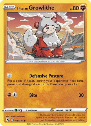 Hisuian Growlithe (070/189) - SAR  - Common - Reverse Holofoil