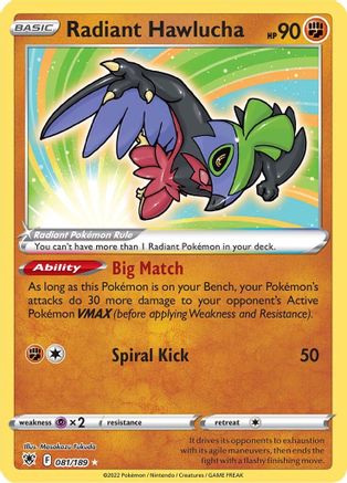 Radiant Hawlucha (081/189) - SAR  - Radiant Rare - Holofoil