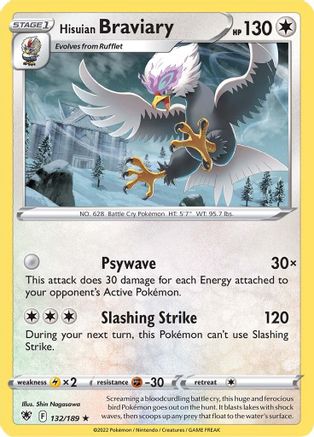 Hisuian Braviary (132/189) - SAR  - Rare - Reverse Holofoil