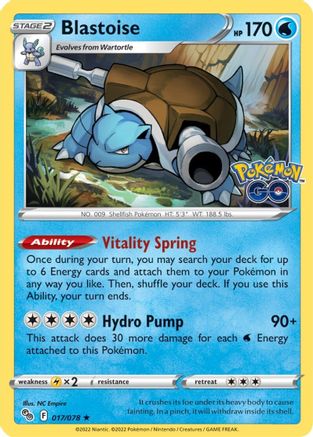 Blastoise (017/078) - PG  - Holo Rare - Reverse Holofoil
