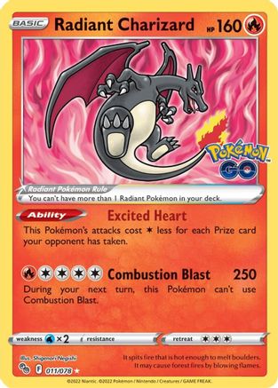 Radiant Charizard (011/078) - PG  - Radiant Rare - Holofoil