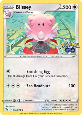 Blissey (052/078) - PG  - Holo Rare - Reverse Holofoil
