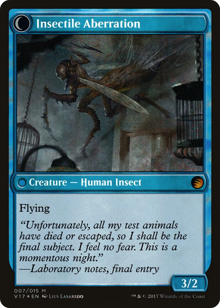 Delver of Secrets // Insectile Aberration (V17-007) - mythic: (Double Faced Transform) - Foil