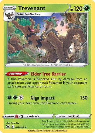 Trevenant (017/196) - SLO  - Holo Rare - Reverse Holofoil