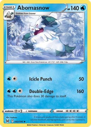 Abomasnow (043/196) - SLO  - Uncommon - Reverse Holofoil