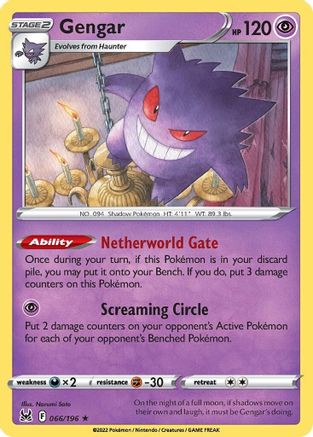 Gengar (066/196) - SLO  - Holo Rare - Reverse Holofoil