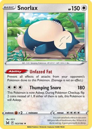 Snorlax (143/196) - SLO  - Holo Rare - Reverse Holofoil