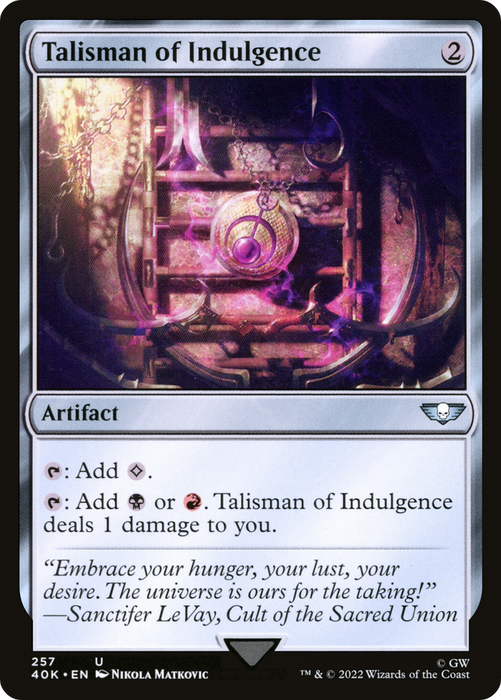 Talisman of Indulgence (40K-257) - uncommon