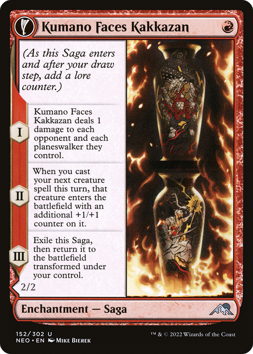 Kumano Faces Kakkazan // Etching of Kumano (NEO-152) - uncommon: (fandfc, enchantment)