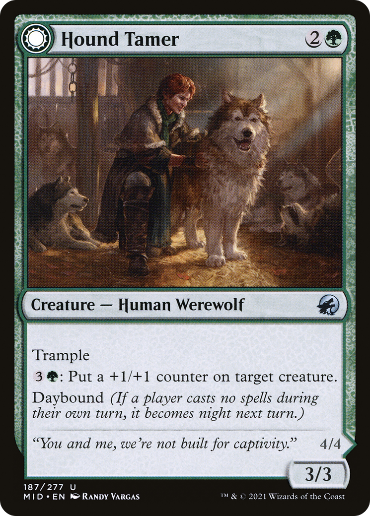 Hound Tamer // Untamed Pup (MID-187) - uncommon: (Double Faced Transform) - Foil