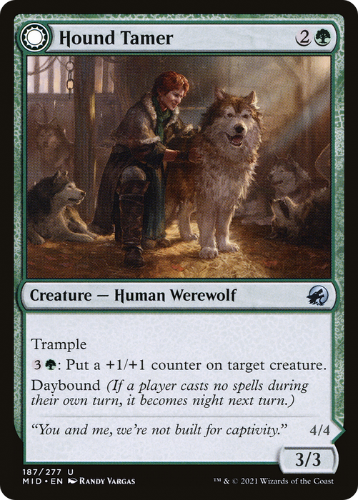 Hound Tamer // Untamed Pup (MID-187) - uncommon: (Double Faced Transform) - Foil