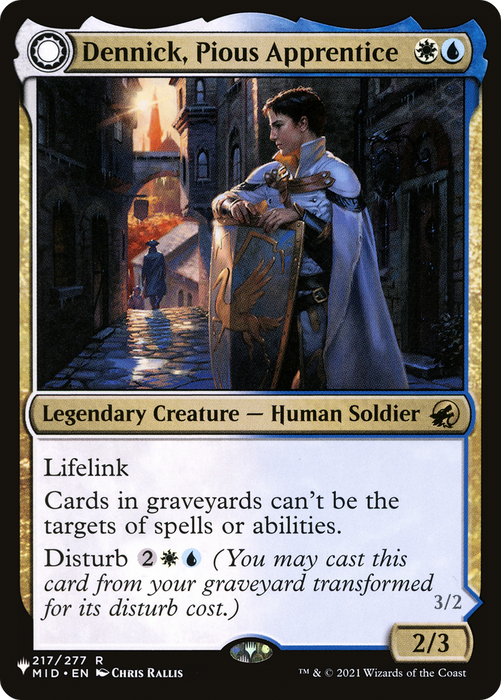 Dennick, Pious Apprentice // Dennick, Pious Apparition (LIST-MID-217) - rare: (Double Faced Transform)