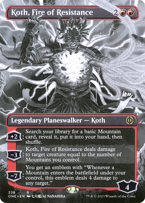 Koth, Fire of Resistance (ONE-338) - rare: (Showcase) (Borderless) - Foil