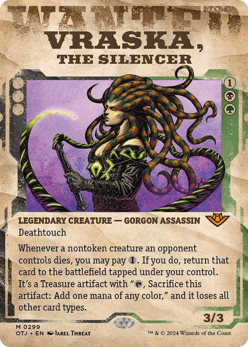 Vraska, the Silencer (OTJ-299) - mythic: (Showcase) (Borderless)
