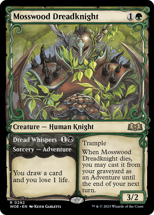 Mosswood Dreadknight // Dread Whispers (WOE-292) - rare: (Showcase) - Foil