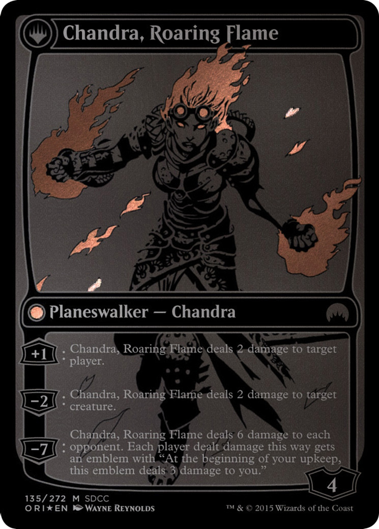 Chandra, Fire of Kaladesh // Chandra, Roaring Flame (MEDIA-135) - mythic: (originpwdfc) - Foil