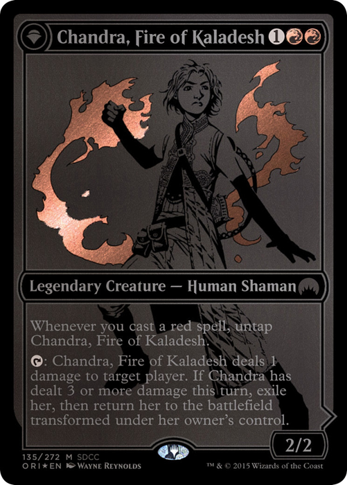 Chandra, Fire of Kaladesh // Chandra, Roaring Flame (MEDIA-135) - mythic: (originpwdfc) - Foil