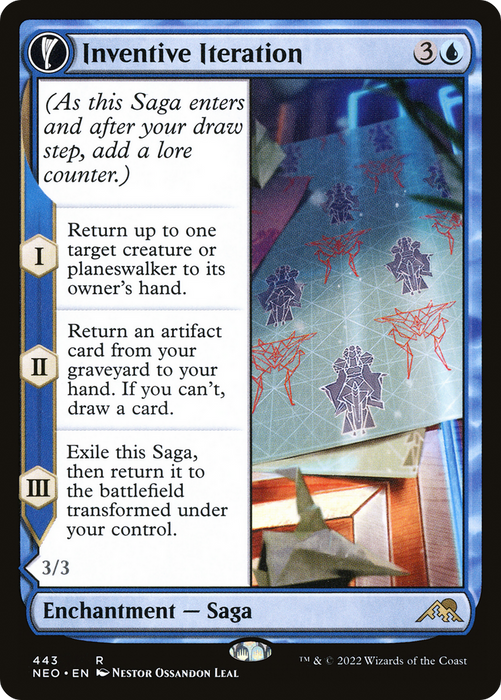 Inventive Iteration // Living Breakthrough (NEO-443) - rare: (Extended Art, fandfc, enchantment) - Foil