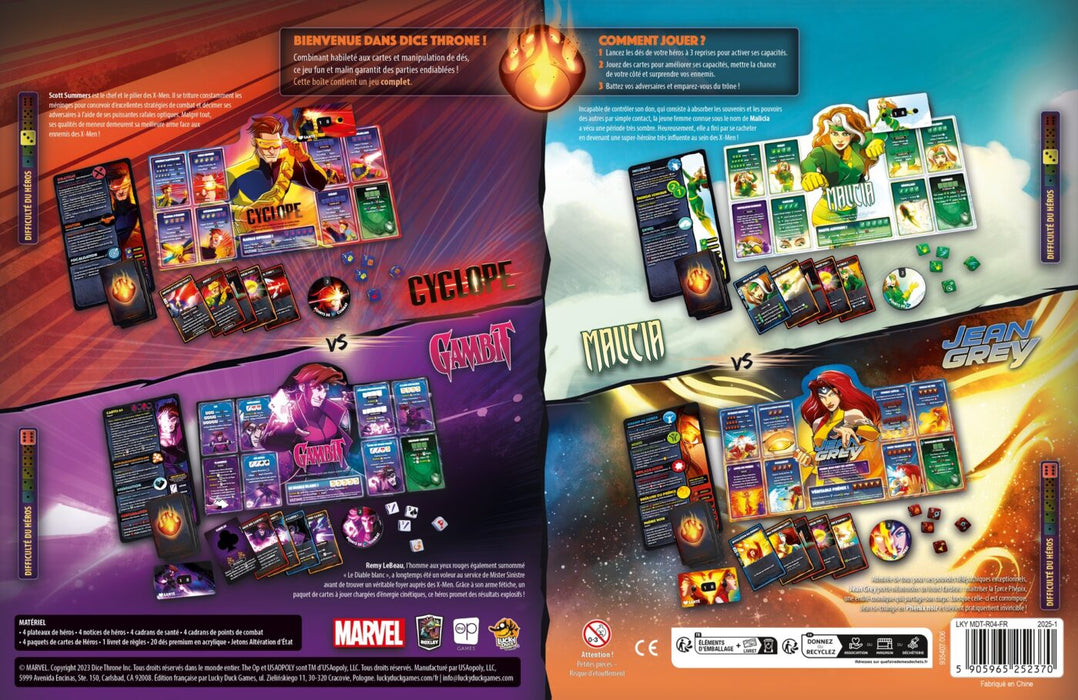Dice Throne: Marvel X-Men: Cyclops vs. Gambit vs. Rogue vs. Jean Grey (French)