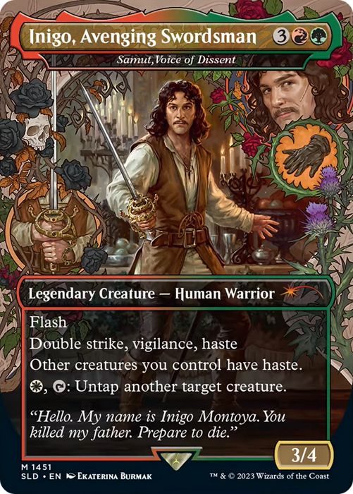 Samut, Voice of Dissent (SLD-1451) - mythic / Inigo, Avenging Swordsman (Borderless)