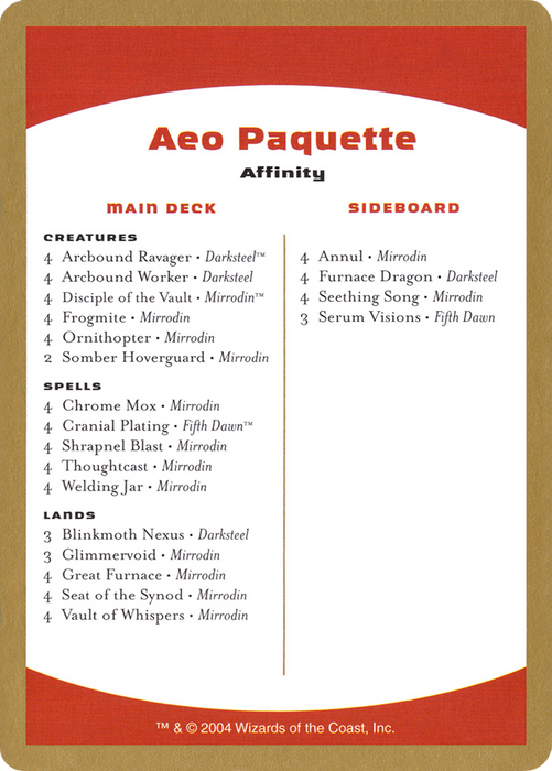 Aeo Paquette Decklist (WCD-AP0B) - common