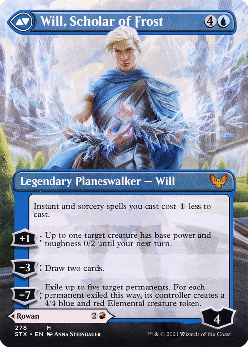 Rowan, Scholar of Sparks // Will, Scholar of Frost (STX-278) - mythic (Borderless) - Foil