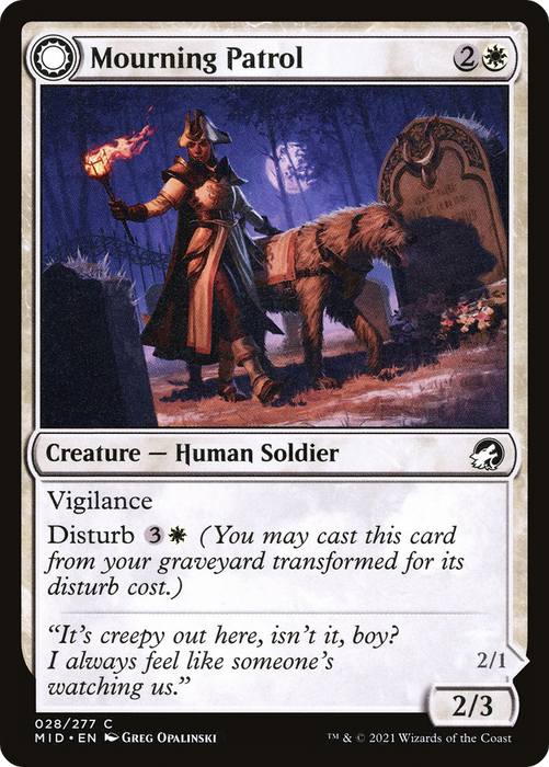 Mourning Patrol // Morning Apparition (MID-028) - common: (Double Faced Transform) - Foil