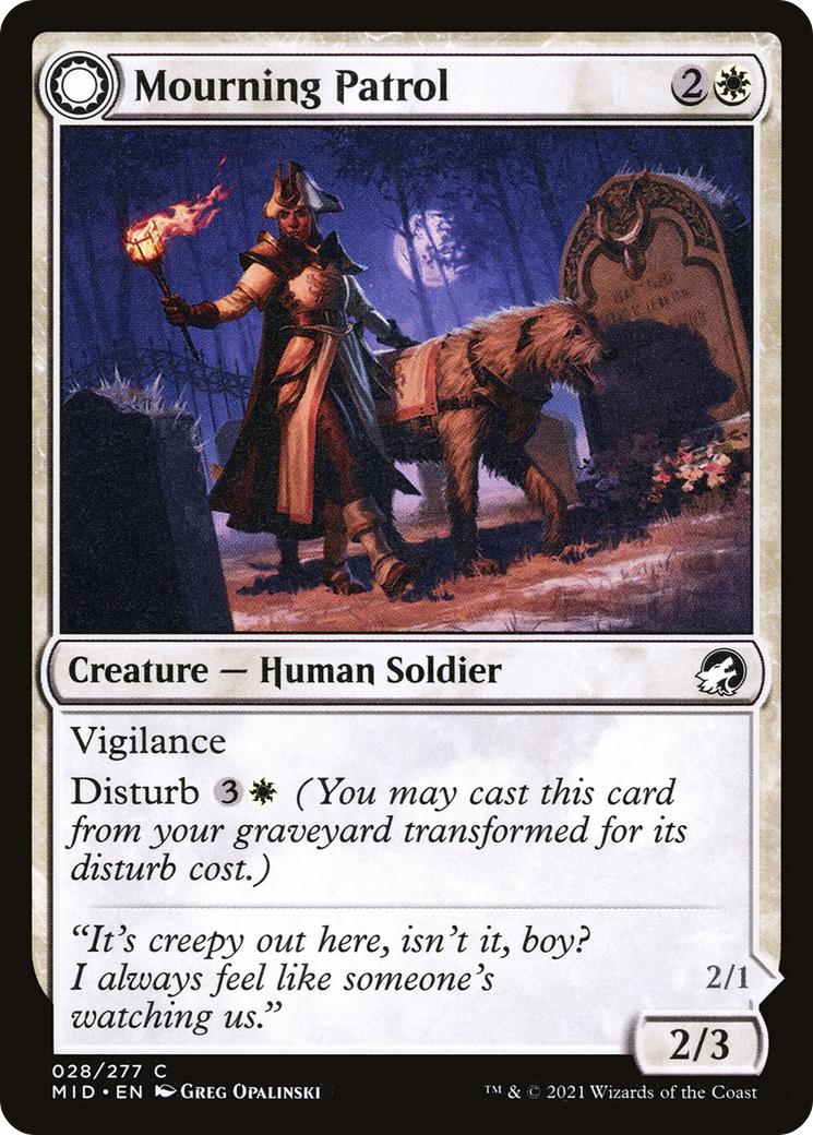 Mourning Patrol // Morning Apparition (MID-028) - common: (Double Faced Transform) - Foil