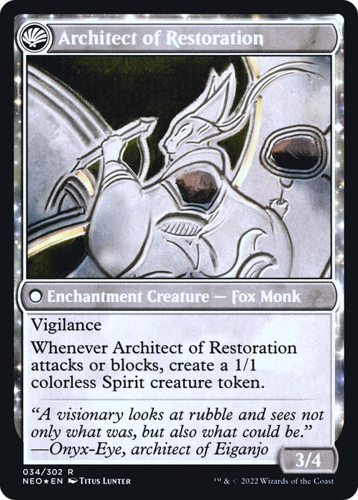 The Restoration of Eiganjo // Architect of Restoration (PRE-34S) - rare: (fandfc, enchantment) - Foil