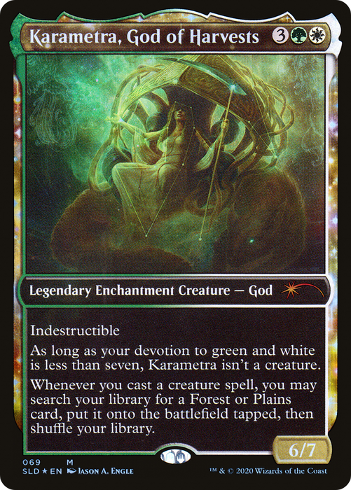 Karametra, God of Harvests (SLD-069) - mythic: (enchantment, Showcase) - Foil