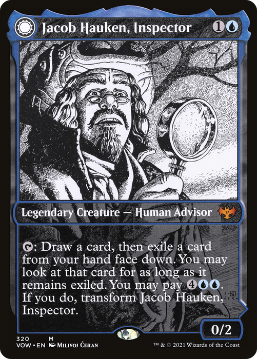 Jacob Hauken, Inspector // Hauken's Insight (VOW-320) - mythic: (Showcase, Double Faced Transform)