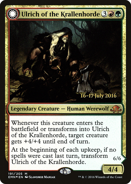 Ulrich of the Krallenhorde // Ulrich, Uncontested Alpha (PRE-191S) - mythic: (Double Faced Transform) - Foil