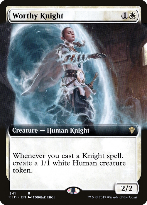 Worthy Knight (ELD-341) - rare: (Extended Art) - Foil