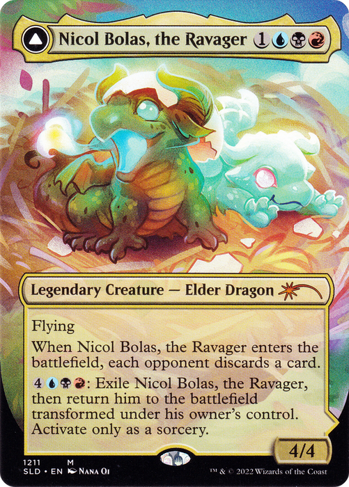 Nicol Bolas, the Ravager // Nicol Bolas, the Arisen (SLD-1211) - mythic (Borderless)