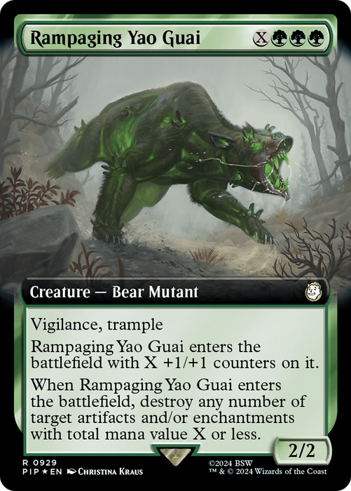 Rampaging Yao Guai (PIP-929) - rare: (Extended Art) - Foil