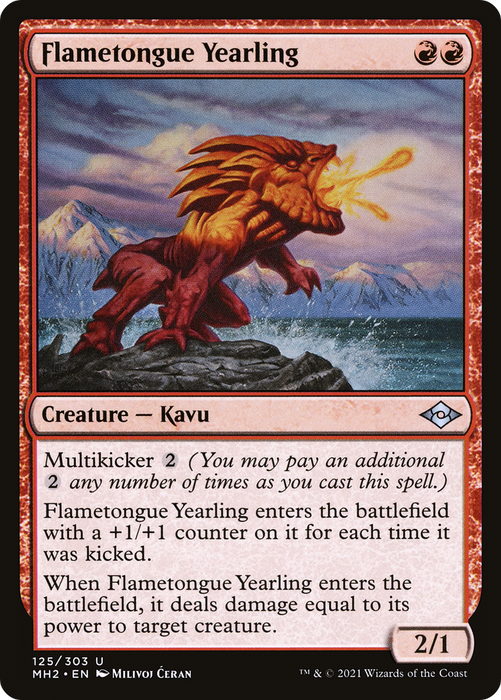 Flametongue Yearling (MH2-125) - uncommon - Foil