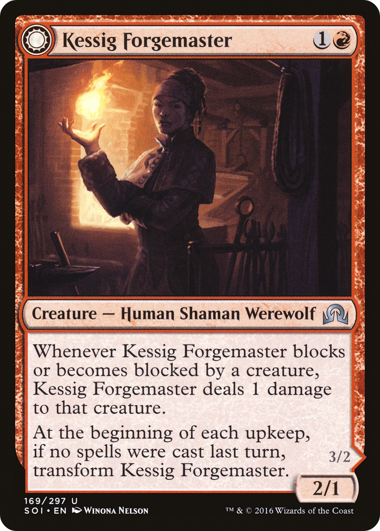 Kessig Forgemaster // Flameheart Werewolf (SOI-169) - uncommon: (Double Faced Transform)