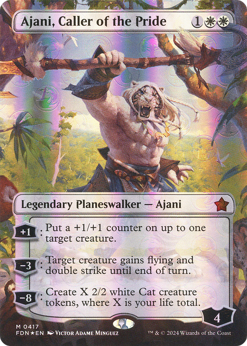 Ajani, Caller of the Pride (FDN-417) - mythic (Borderless) - Foil