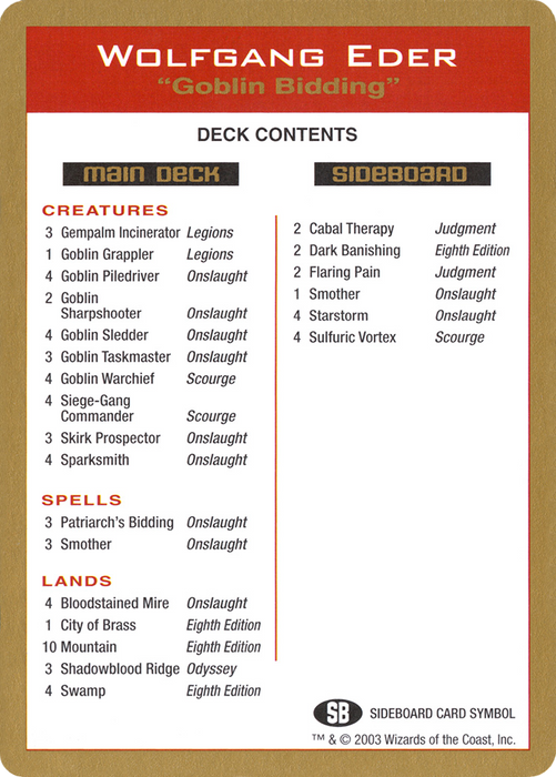 Wolfgang Eder Decklist (WCD-WE0B) - common