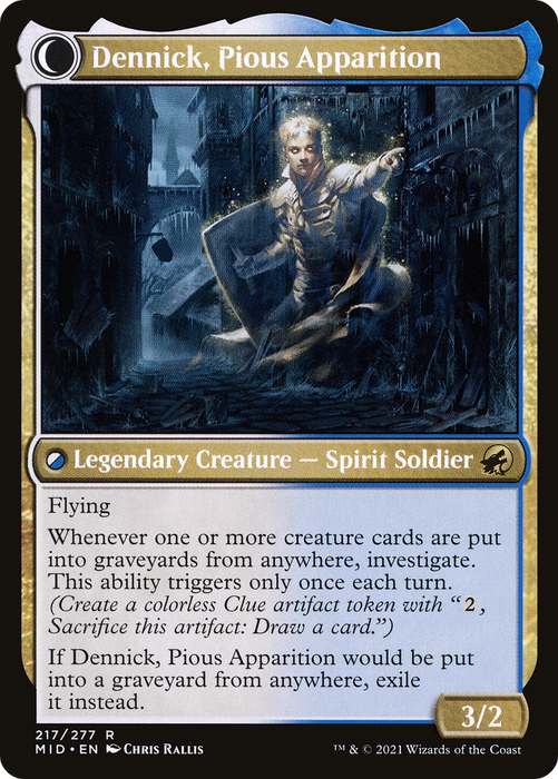 Dennick, Pious Apprentice // Dennick, Pious Apparition (MID-217) - rare: (Double Faced Transform) - Foil