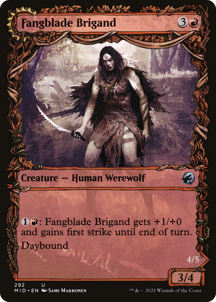Fangblade Brigand // Fangblade Eviscerator (MID-292) - uncommon: (Showcase, Double Faced Transform)