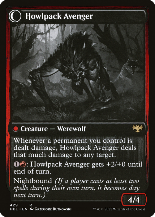Ill-Tempered Loner // Howlpack Avenger (DBL-429) - rare: (Double Faced Transform)