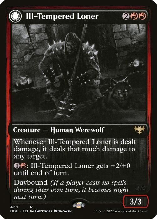 Ill-Tempered Loner // Howlpack Avenger (DBL-429) - rare: (Double Faced Transform) - Foil