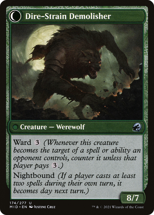 Burly Breaker // Dire-Strain Demolisher (MID-174) - uncommon: (Double Faced Transform) - Foil
