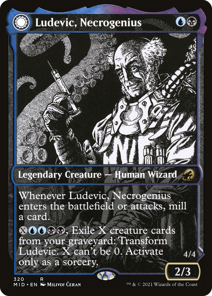 Ludevic, Necrogenius // Olag, Ludevic's Hubris (MID-320) - rare: (Showcase, Double Faced Transform) - Foil