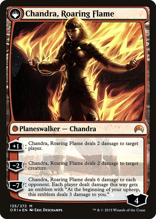 Chandra, Fire of Kaladesh // Chandra, Roaring Flame (PRE-135S) - mythic: (originpwdfc) - Foil